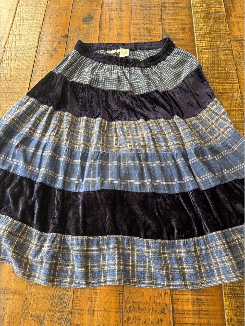 St. John’s Bay vintage patchwork velvet plaid maxi skirt - size petite med